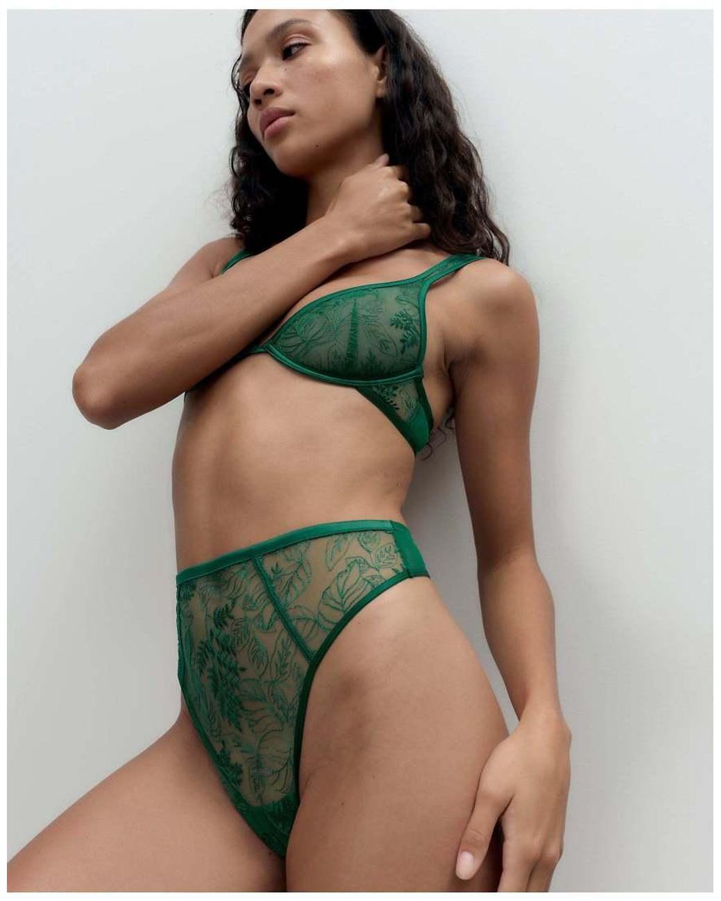 Bluebella Green Seraphim Embroidered Sheer High-Waist Thong