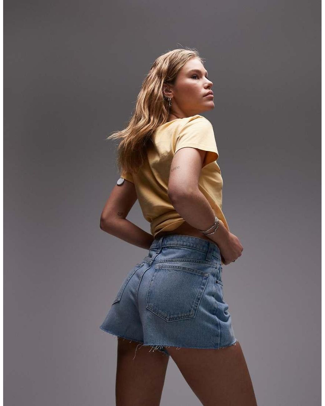 TOPSHOP Gray Denim A-line Shorts