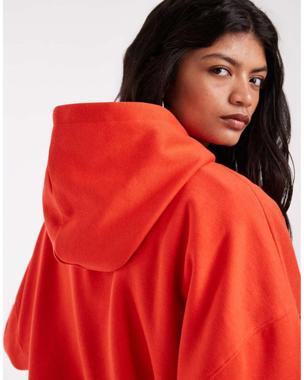 ASOS Red Boxy Brushback Hoodie