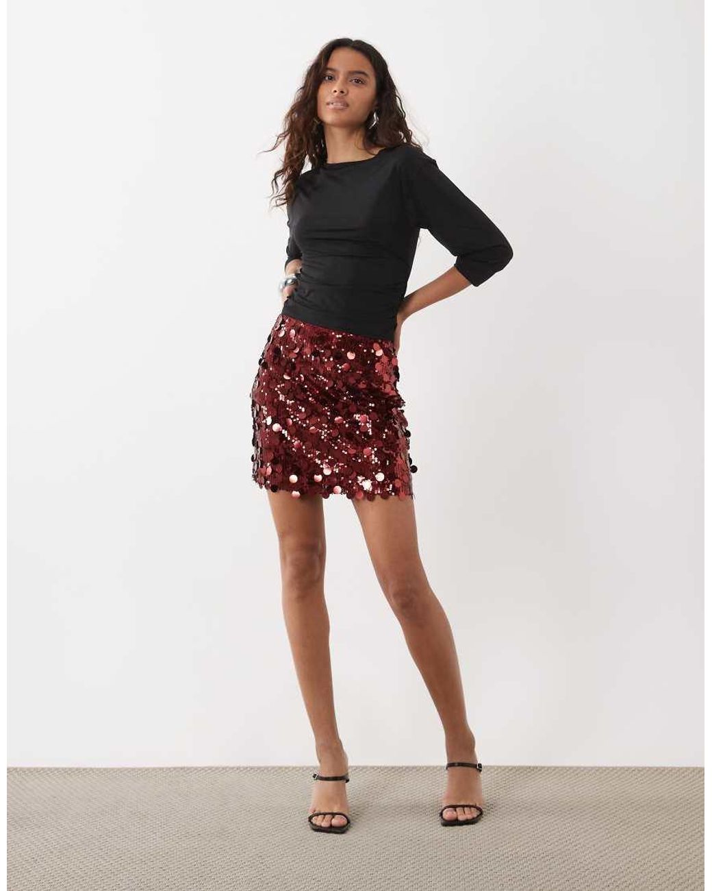 ASOS Red Mixed Sequin Mini Skirt