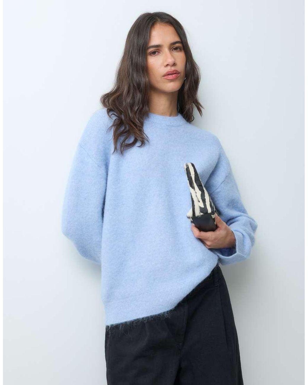 New Look Blue Crew Neck Fluffy Jumper