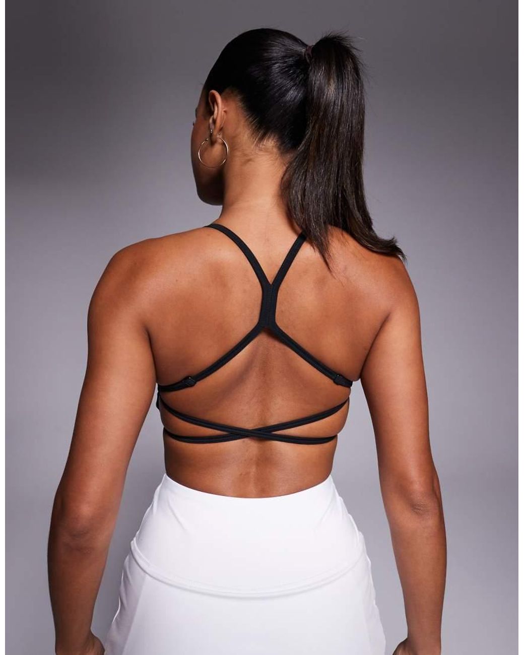 4505 Black Cross Back Light Support Sports Bra