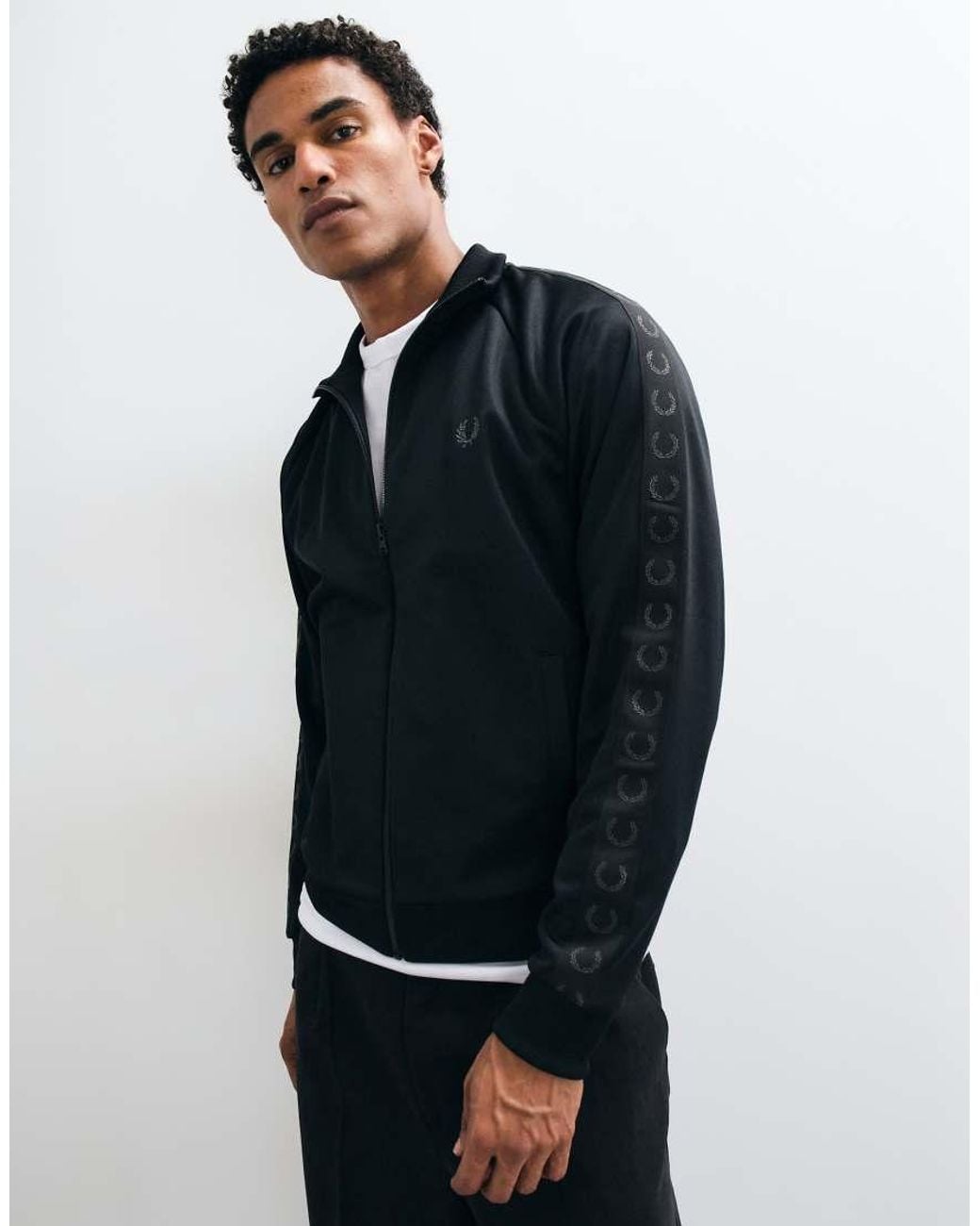Fred Perry Blue Co-ord Contrast Taped Zip Through Logo Track Jacket for men