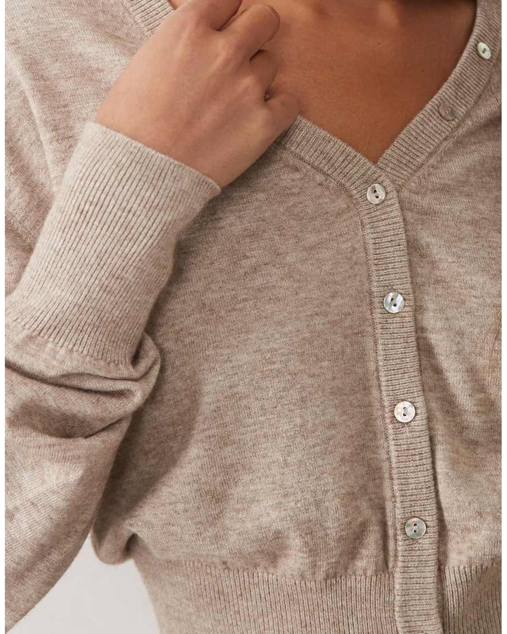 Gina Tricot Natural Cinched Waist Fitted Cardigan