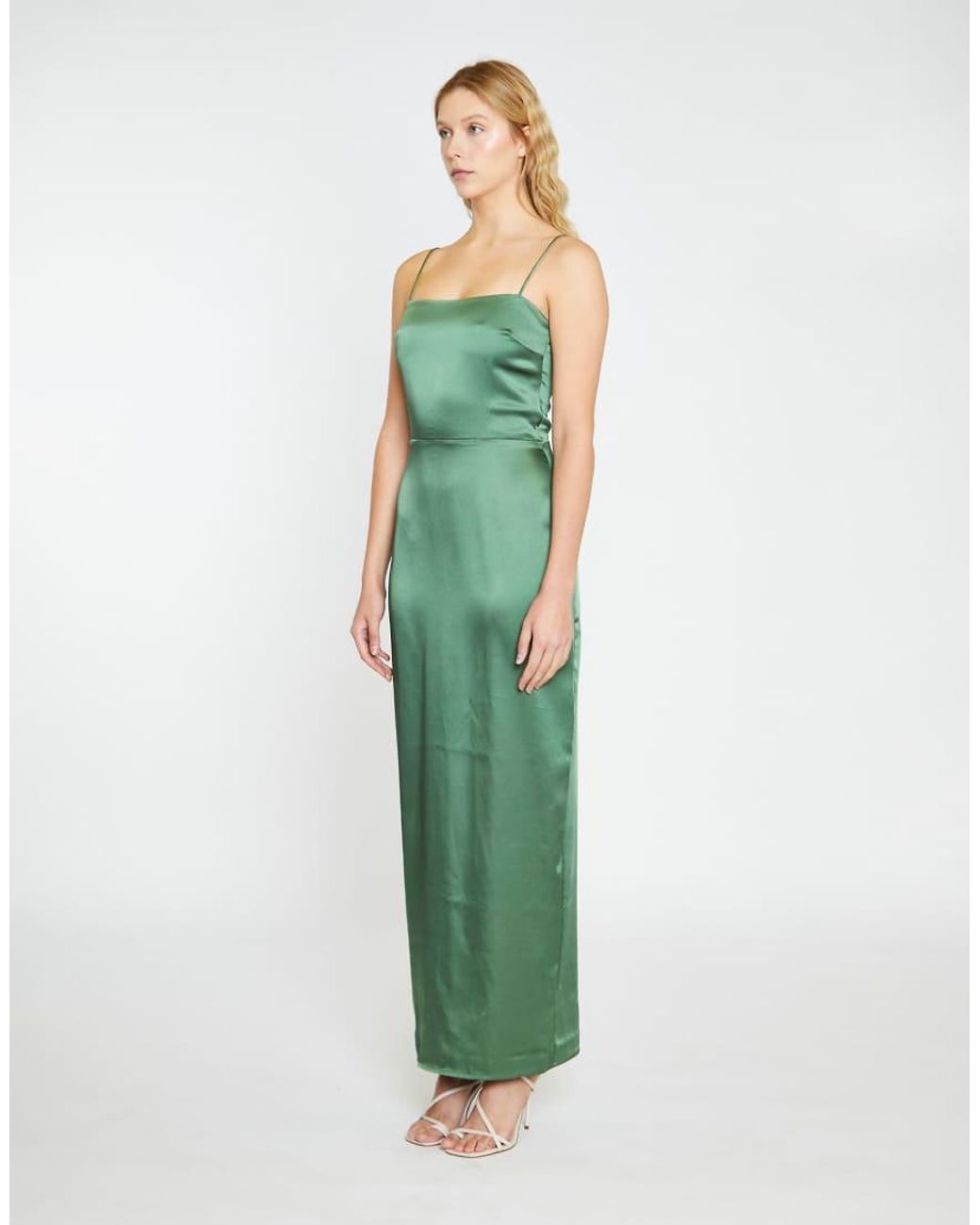 NARRATED Green Spaghetti Strap Midi Dress