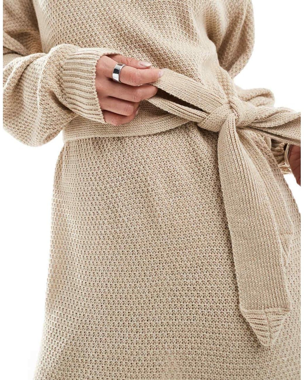 Glamorous Natural Belted Jumper Mini Dress