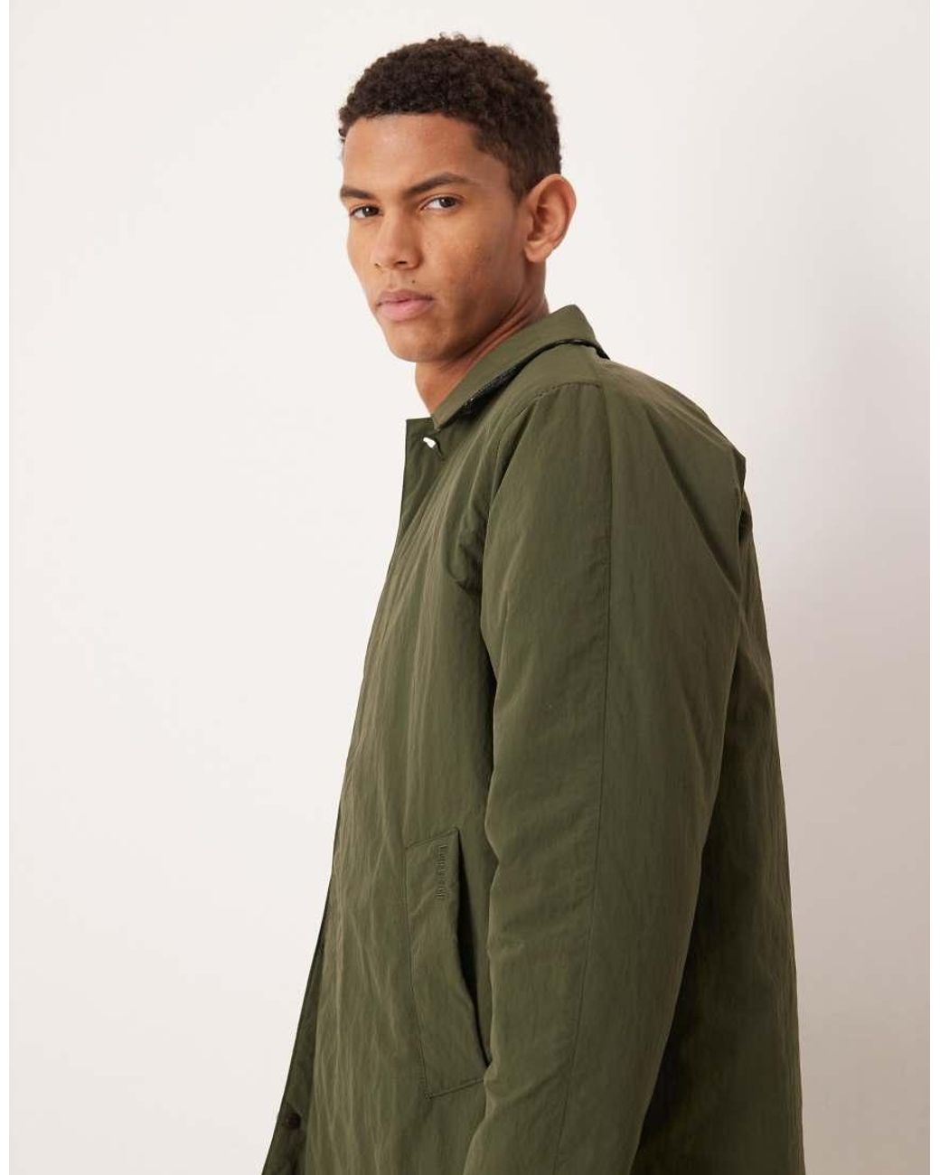 Barbour Green Wadded Lorden Showerproof Mac Coat for men