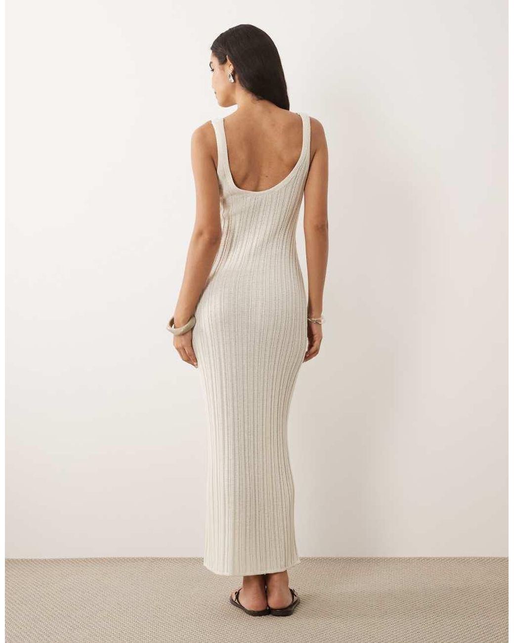 ASOS Natural Knitted Ladder Stitch Maxi Dress