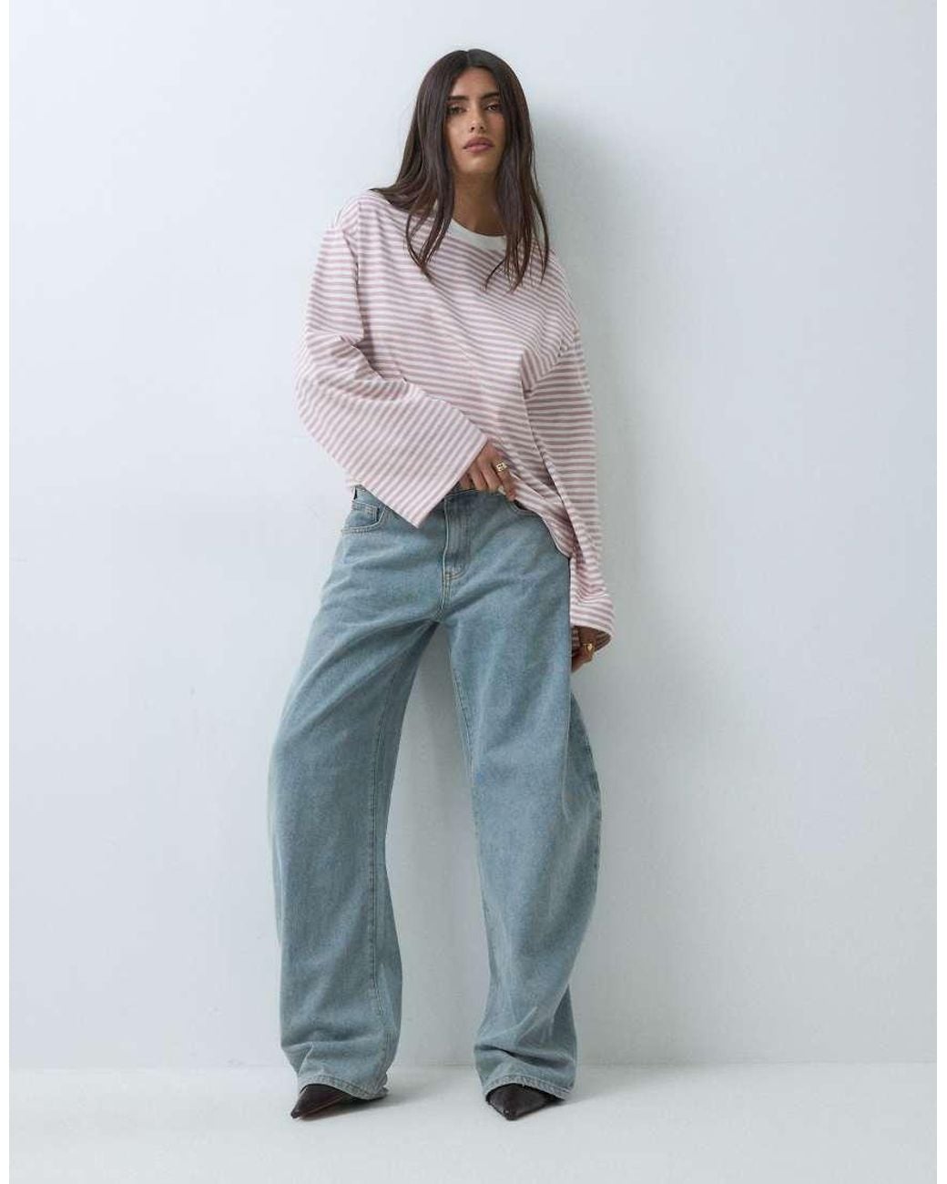 Gina Tricot Red Long Sleeve Relaxed Fit Long Sleeve Tee