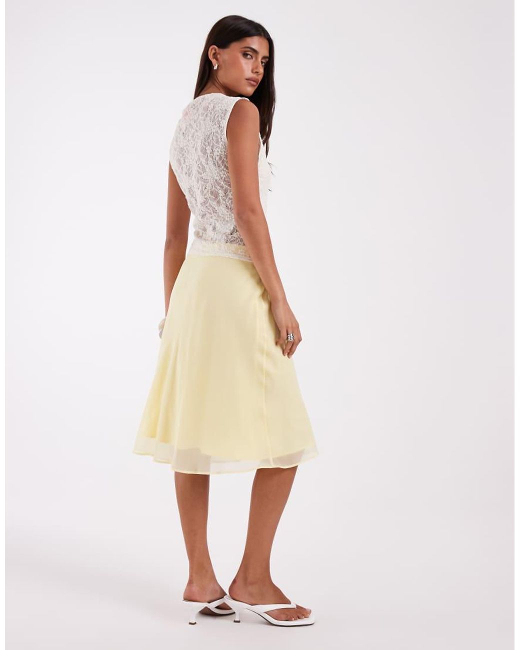 ASOS Natural Chiffon 90S Slip Skirt