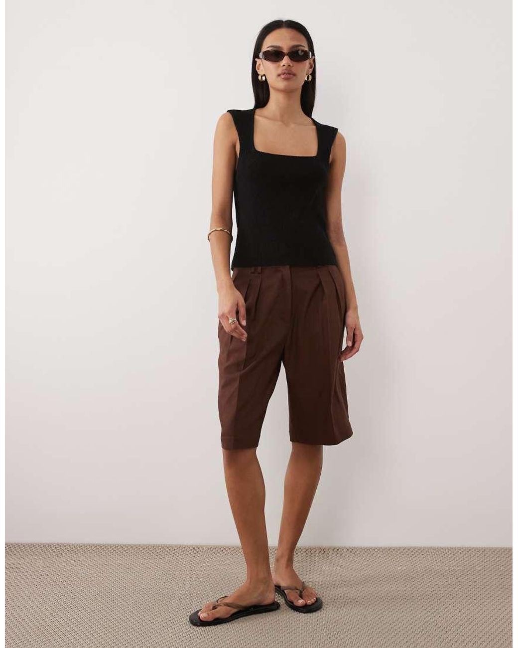 ASOS Brown Soft Square Textured Cami