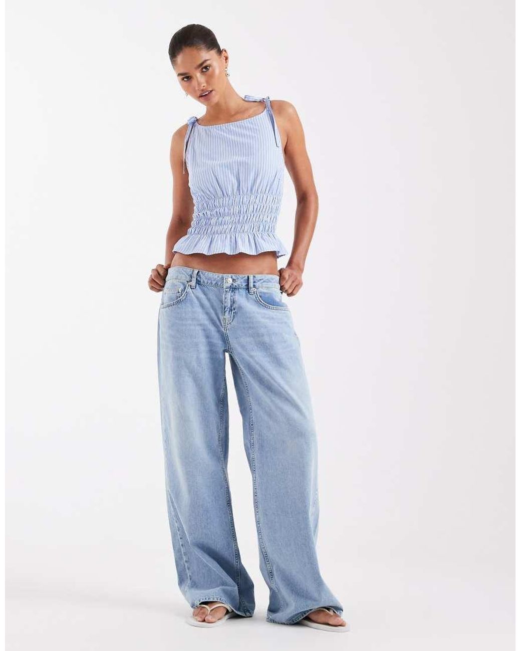 JJXX White Seersucker Striped Top