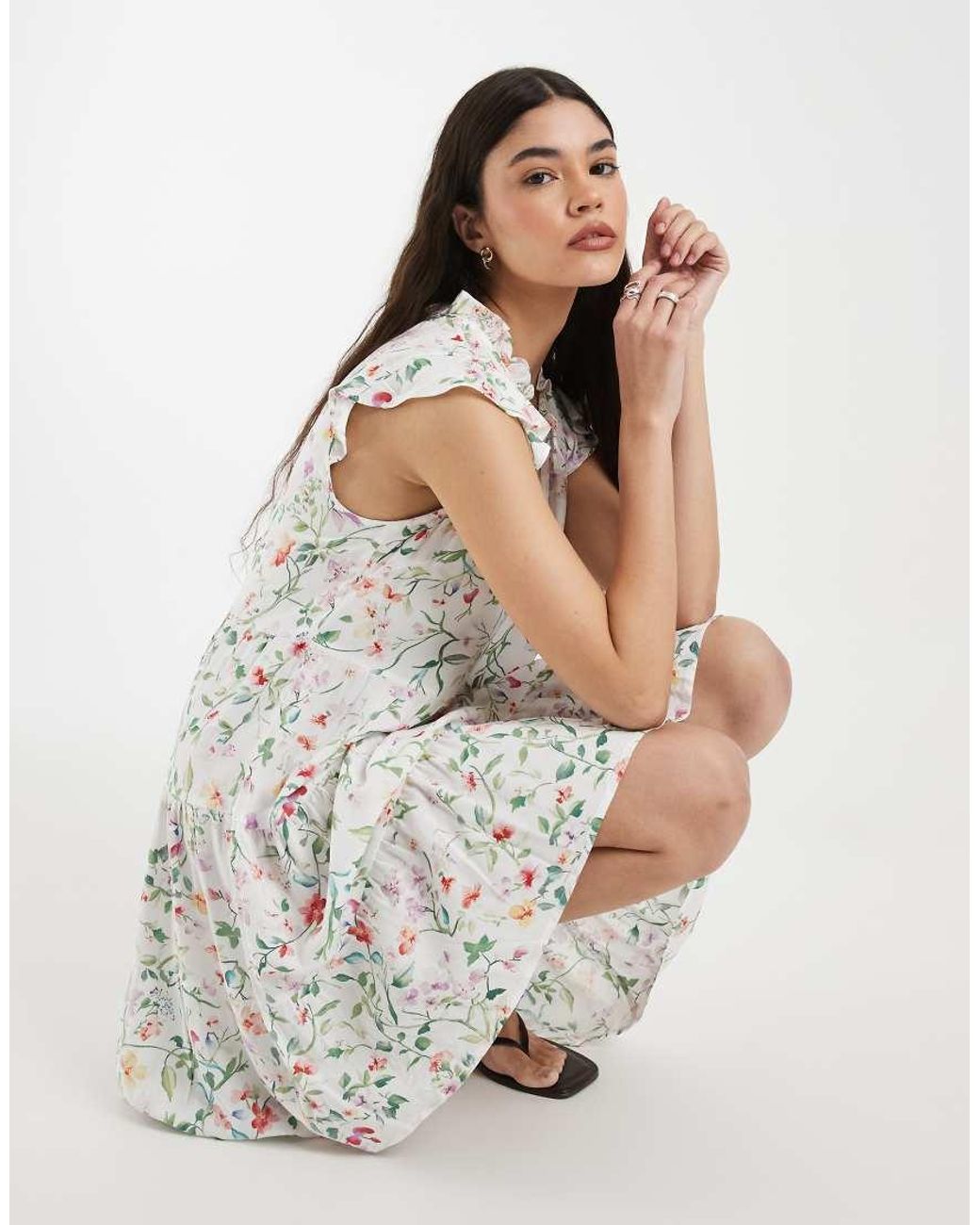 Vero Moda White Frill Trim Babydoll Mini Dress
