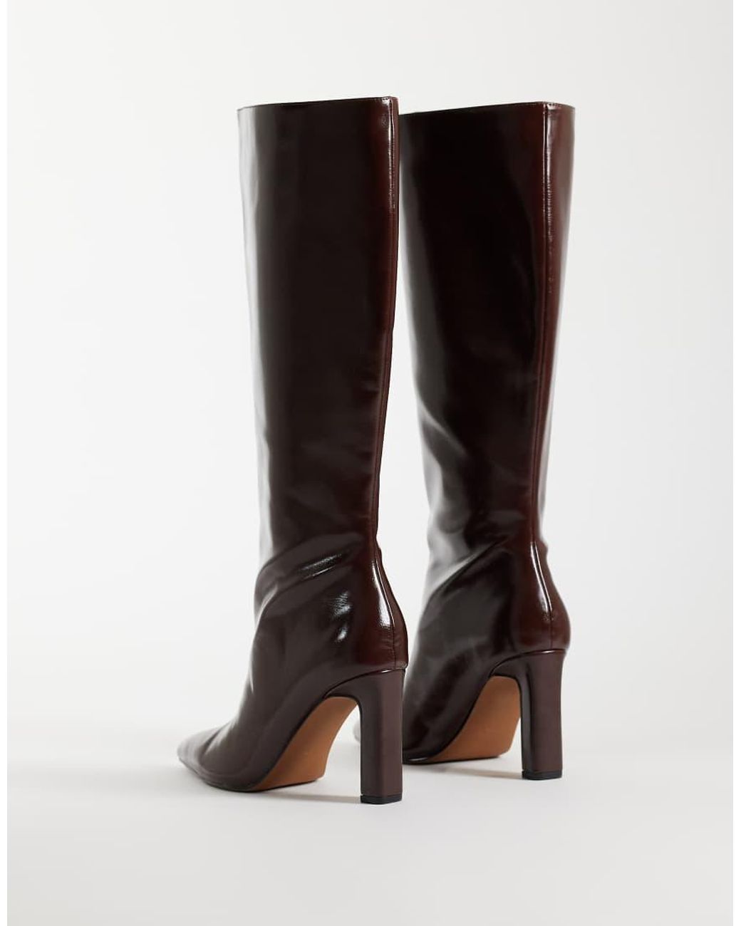 ASOS Brown Charming Heeled Knee Boots