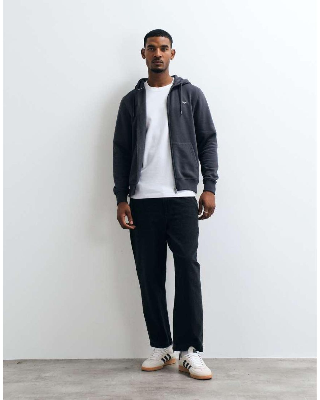 Threadbare Blue Cotton Rich Zip Through Hoodie for men