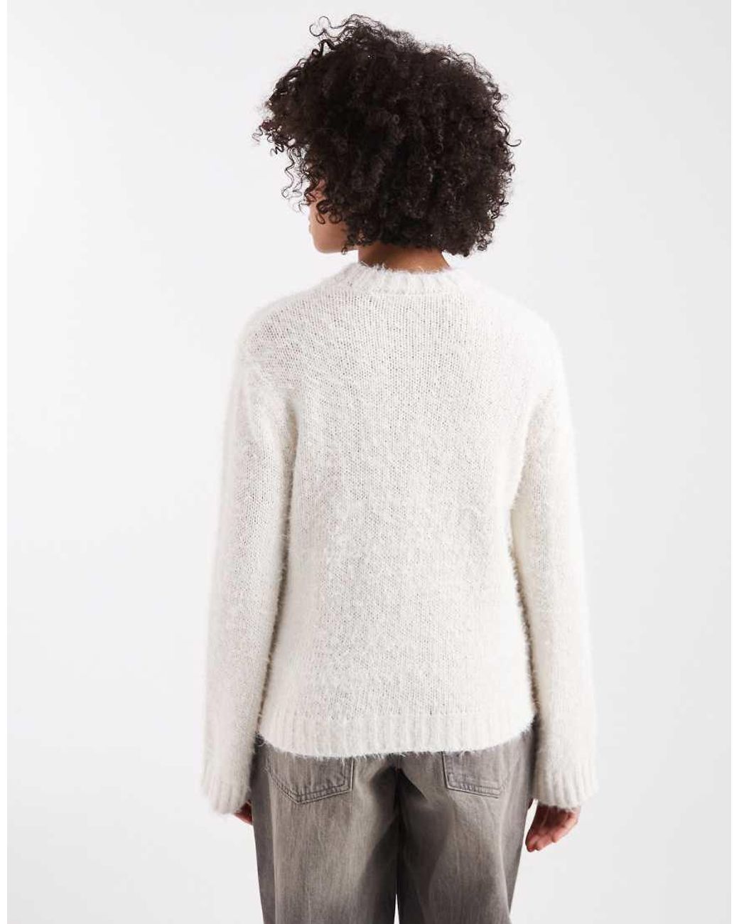 Threadbare White Crew Neck Fluffy Soft Touch Jumper