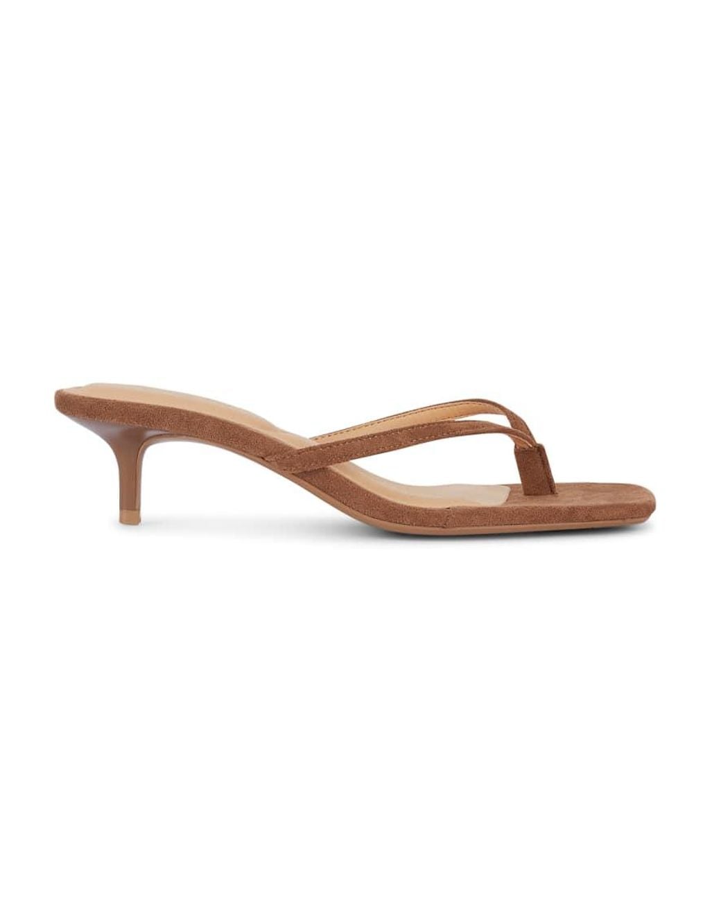 SEQWL White Open Toe Slip-On Kitten Heel Sandals