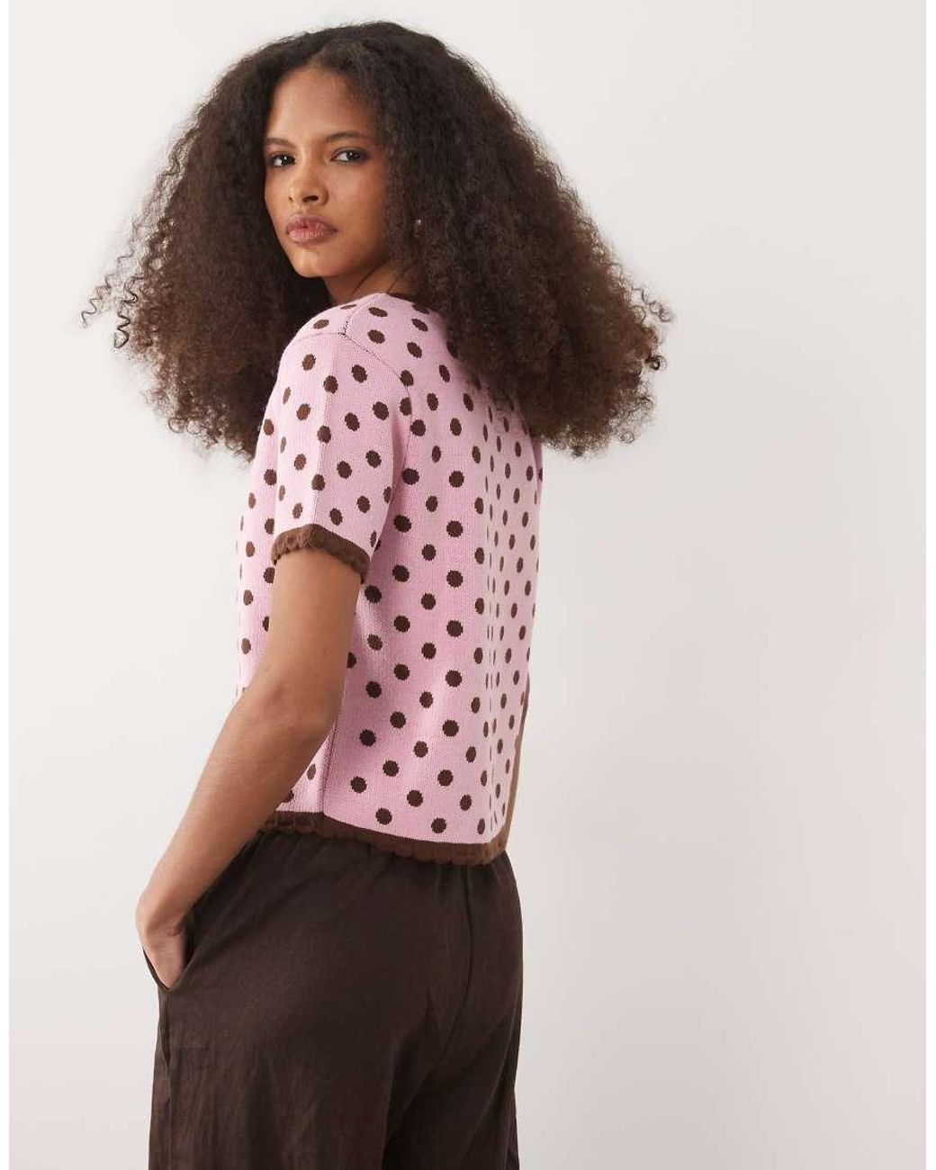 Miss Selfridge Pink Short Sleeve Blanket Stitch Cardigan