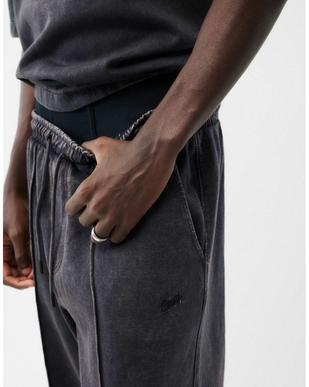 Pull&Bear Jogginghose mit washed-effekt in Black für Herren