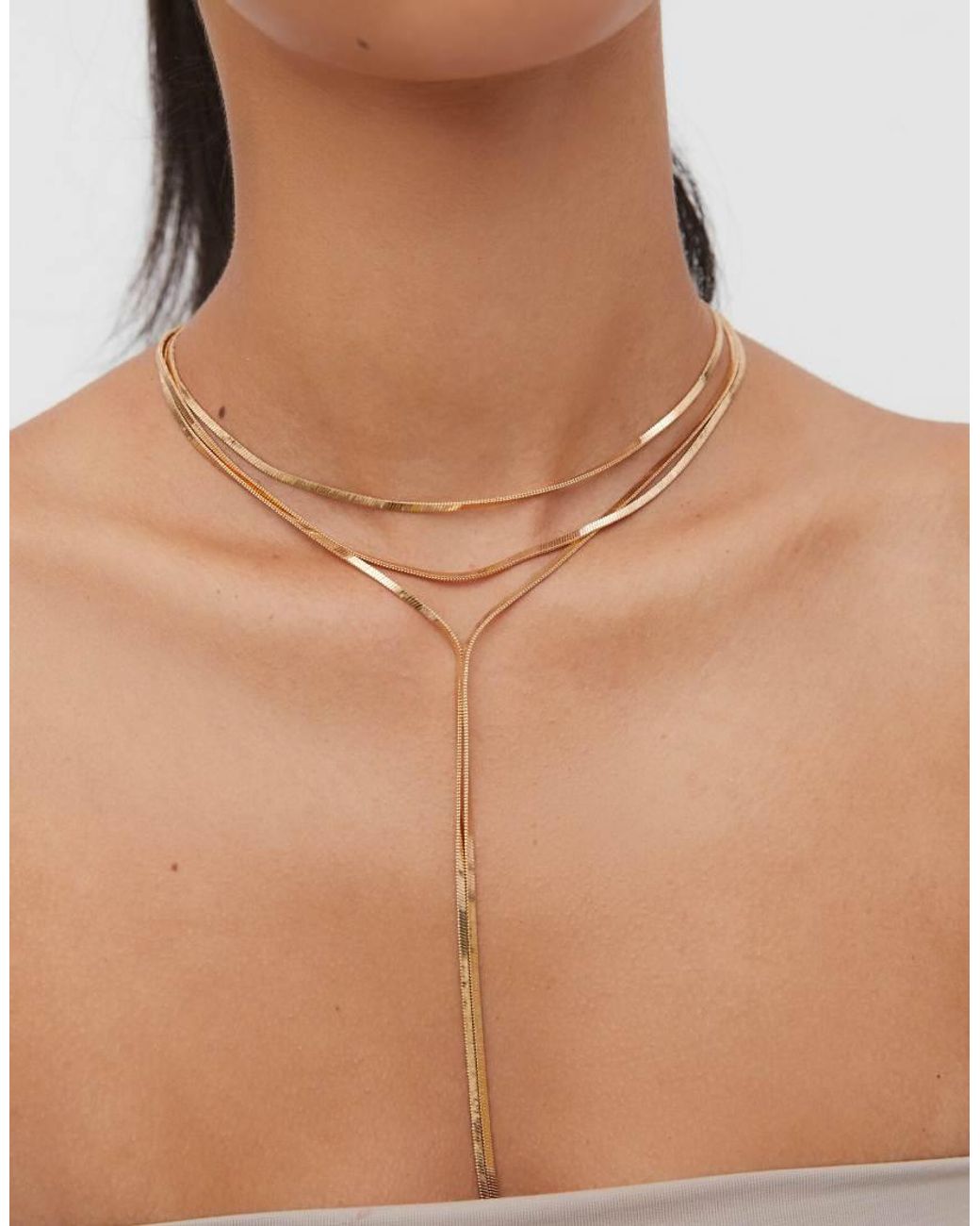 Stradivarius Brown Long Multi-chain Necklace