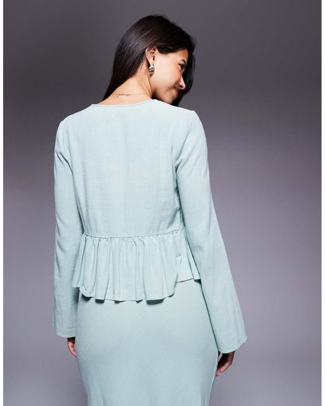 DASKA Blue Linen Blouse Co-ord