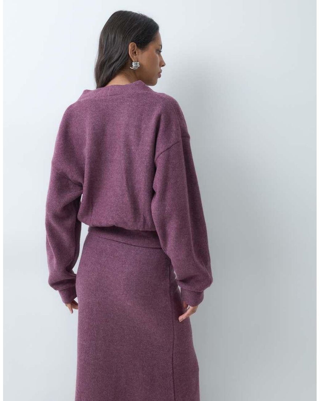 ASOS Purple Long Sleeve Wrap Top Co-ord