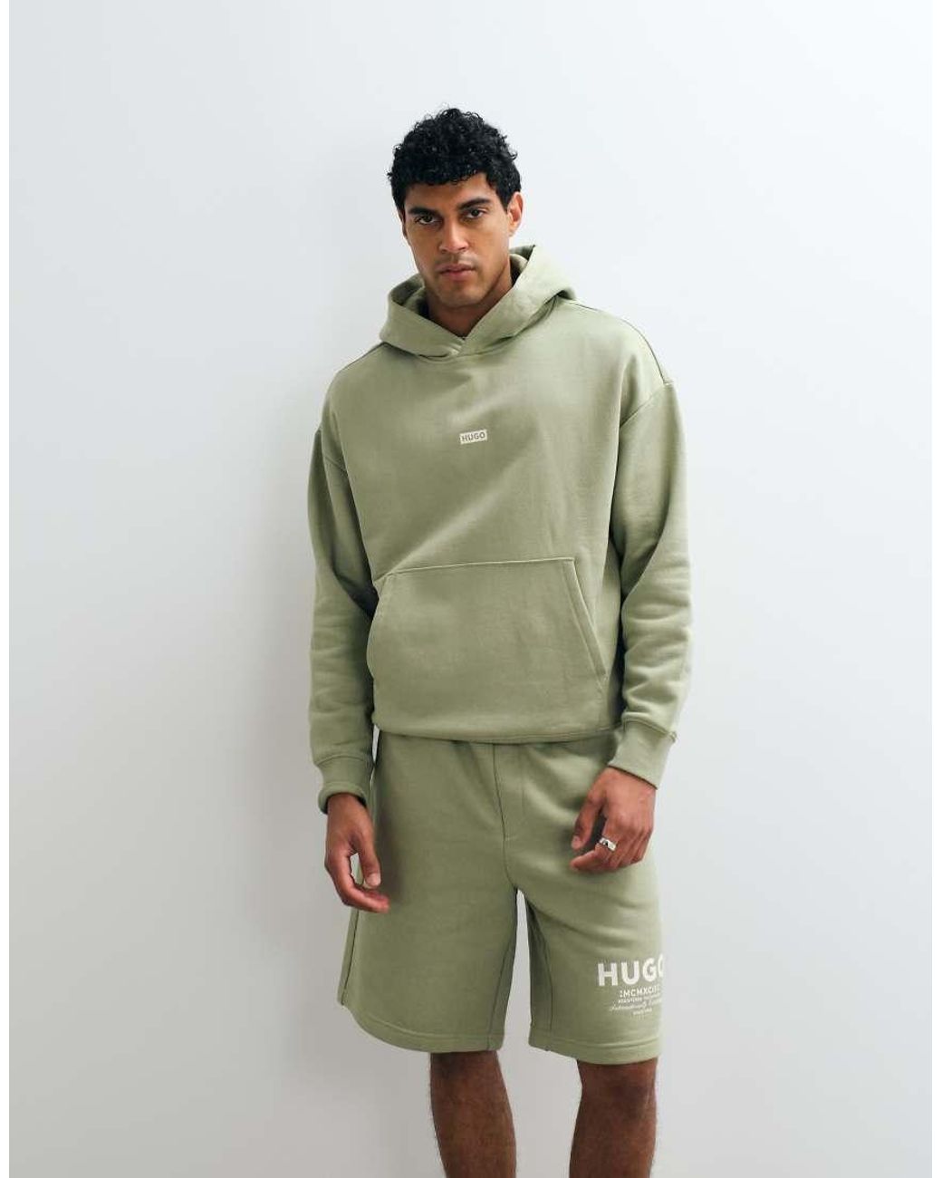 HUGO Green Nazardo Loose Fit Back Print Co-Ord Hoodie for men