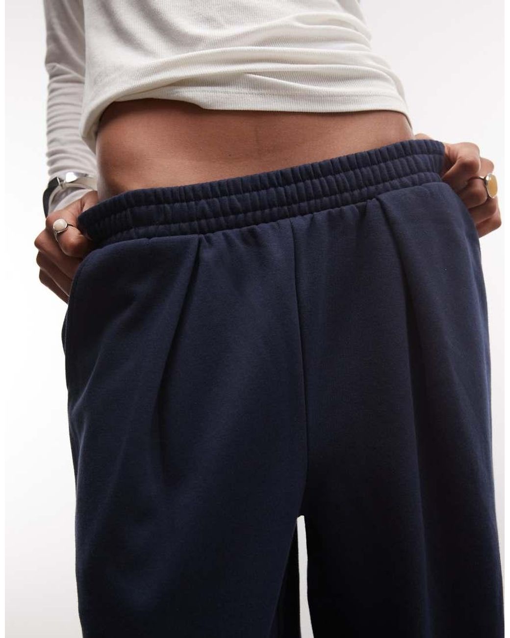 ASOS Blue Wide Leg Sweatpants With Pleat