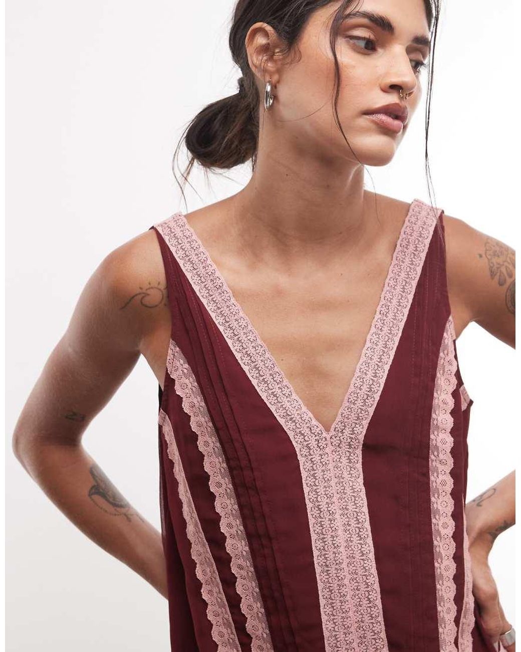 Reclaimed Vintage Red Chiffon Smock Dress