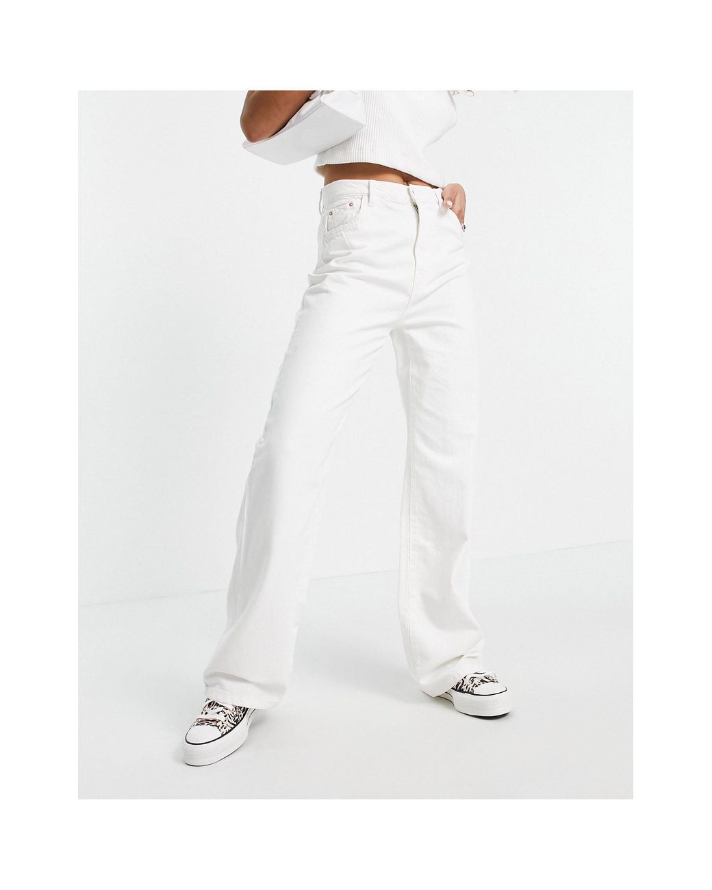 wide leg twill trousers bershka
