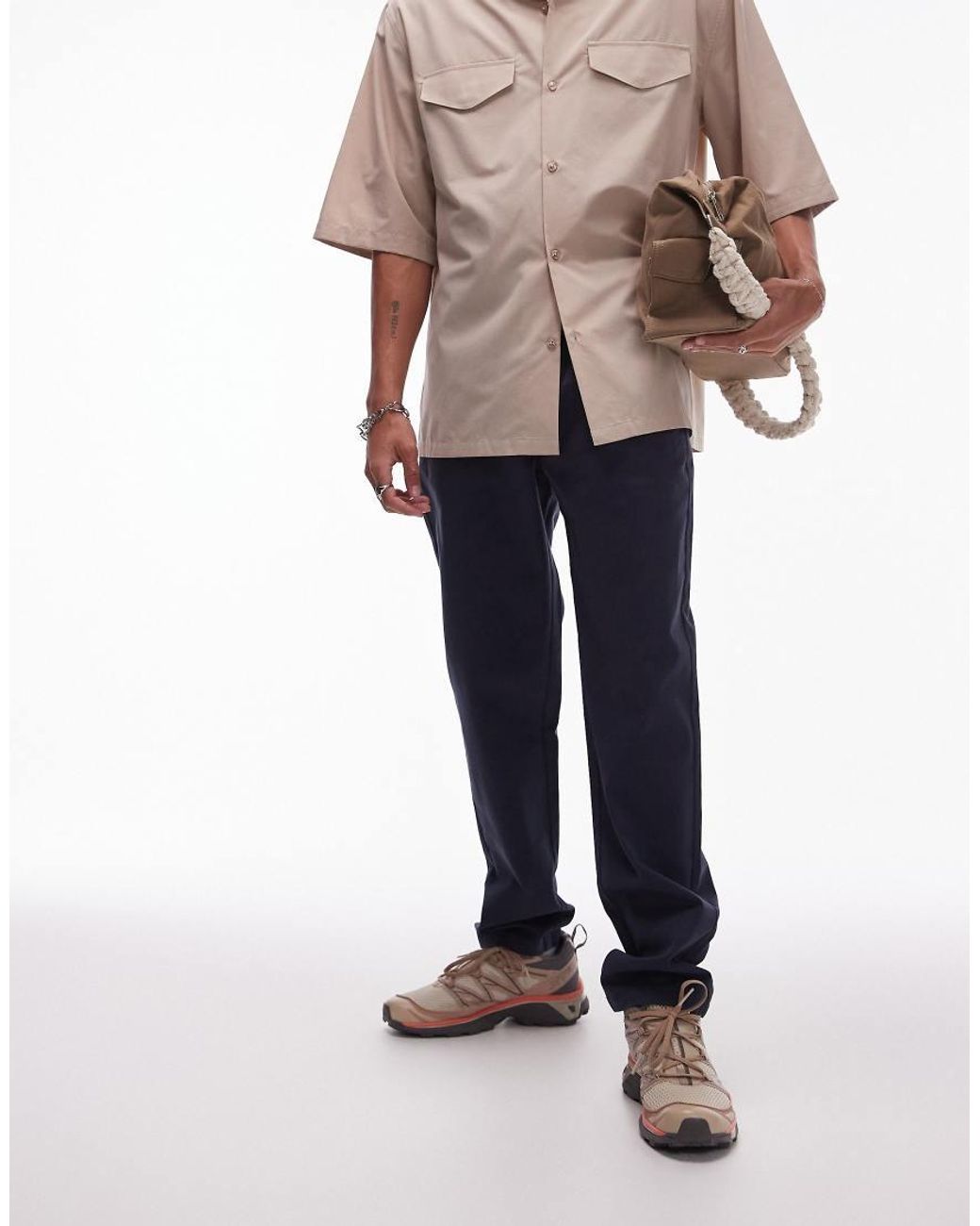 Topman Blue Tapered Chino Pants for men