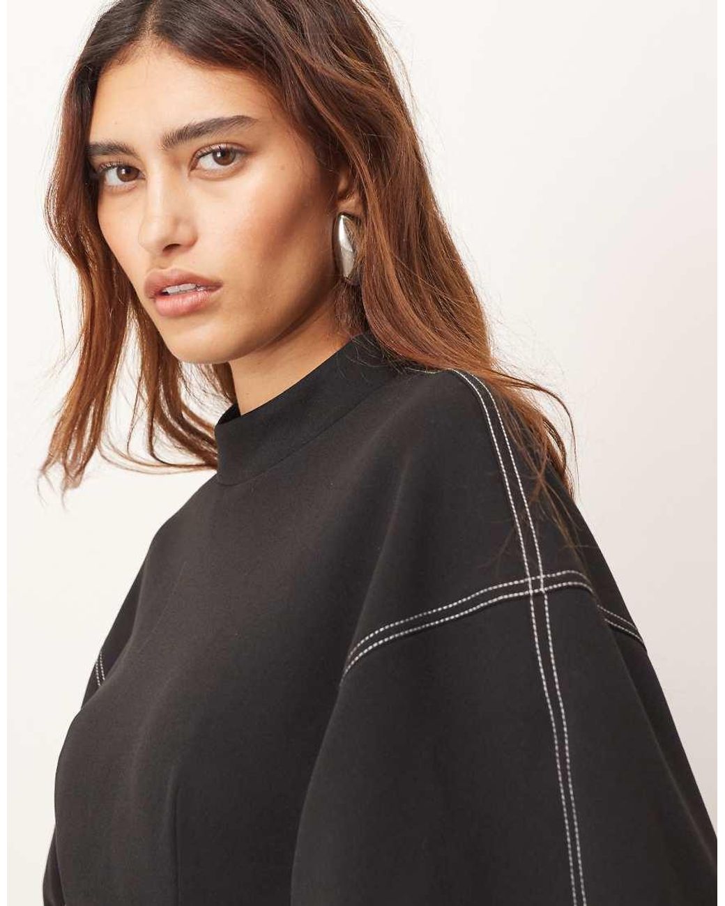 ARRANGE Black Sculpted Top With Contrast Stitch