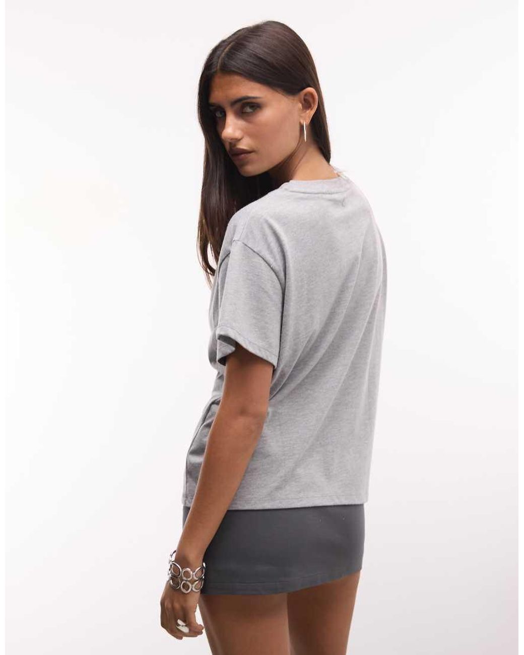 Collusion Gray Short Sleeve Button-front Top