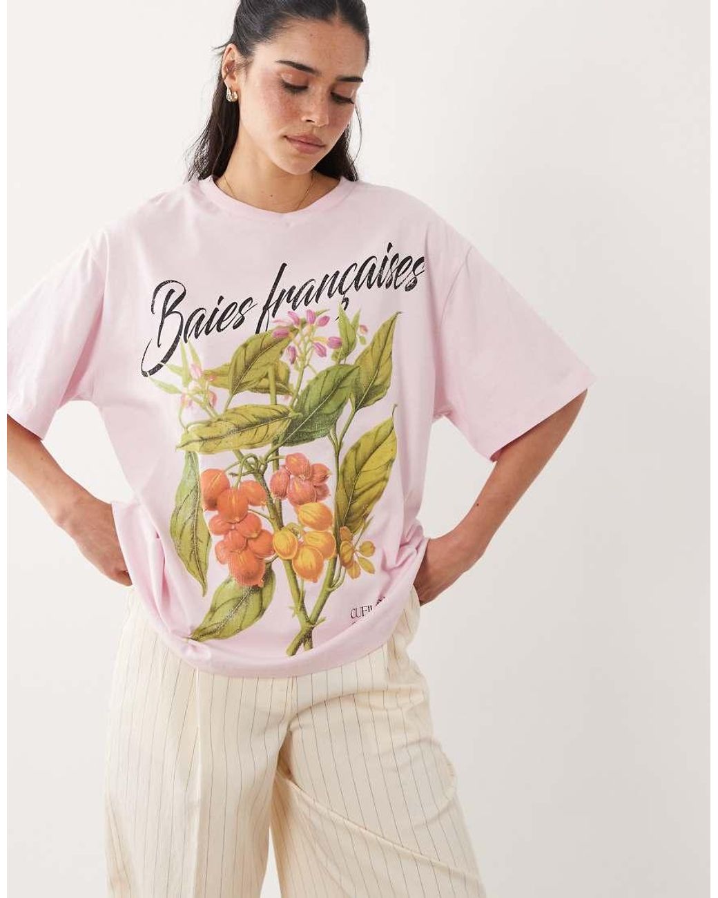 ASOS Gray Oversized T-shirt With Vintage Berries Graphic
