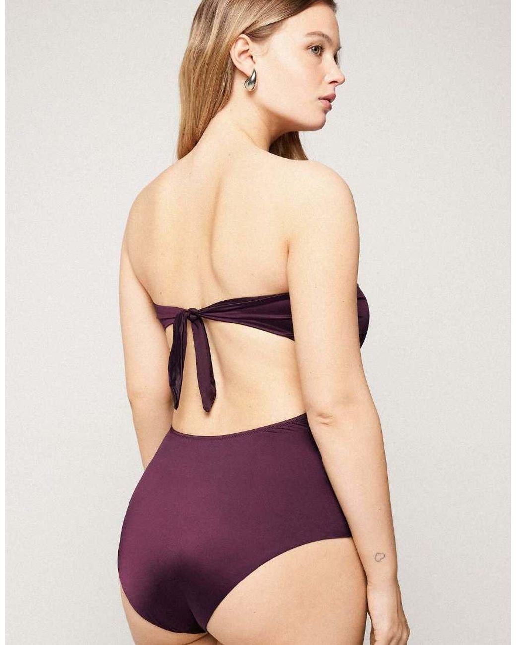 Tezenis Purple Bandeau Ruched Swimsuit
