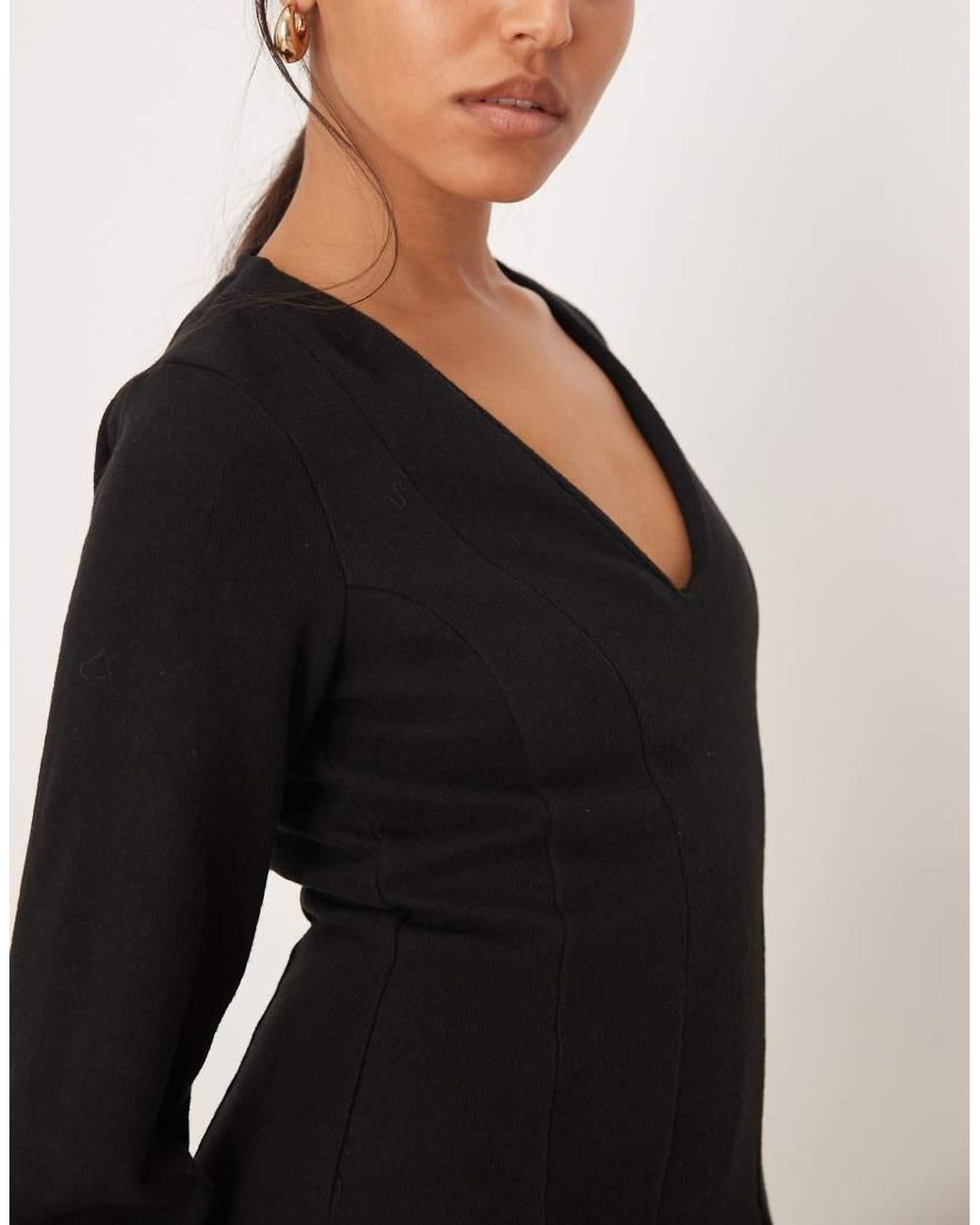 ASOS Black Supersoft V-front Fit And Flare Mini Dress