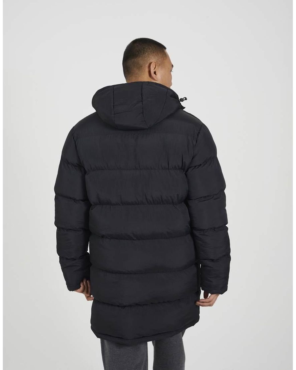 Brave Soul Blue Longline Hooded Padded Jacket for men