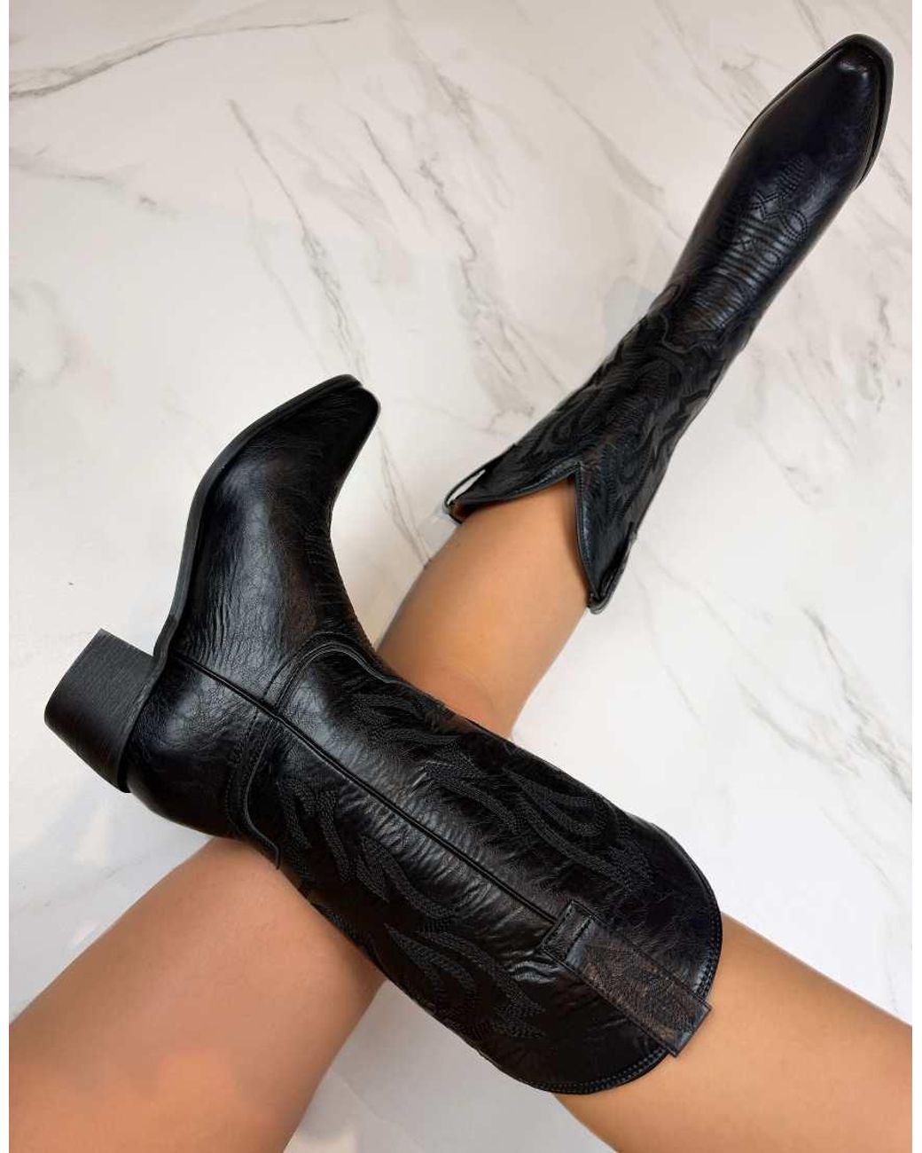 GIA STUDIOS Black Cowboy Western Boots