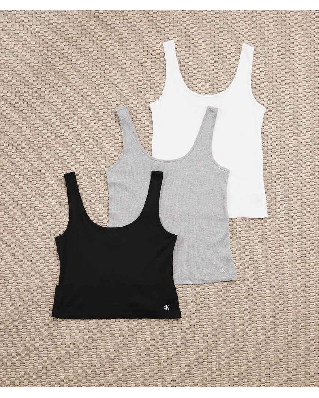 Calvin Klein Natural 3-pack Cotton Scoop Neck Tanks