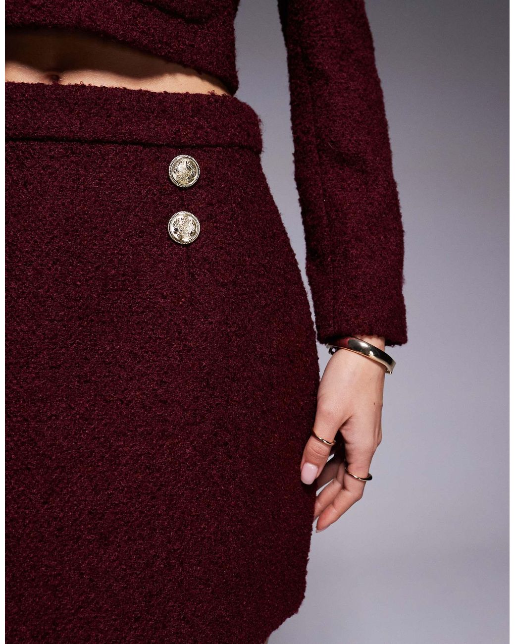 Mini-jupe d'ensemble en maille bouclée - bordeaux River Island en coloris Purple