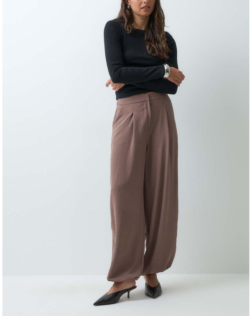 Miss Selfridge Brown Tailored Baggy Balloon Trouser