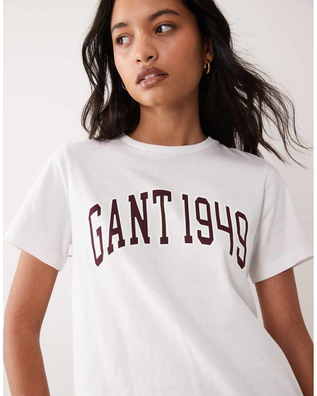 Gant White Regular Fit Graphic Logo T-shirt