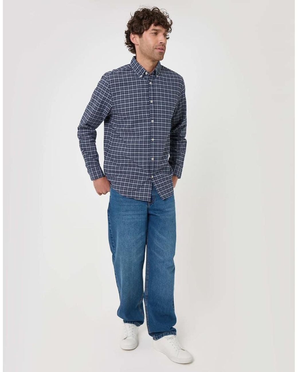Threadbare Blue Regular Fit Cotton Oxford Shirt for men