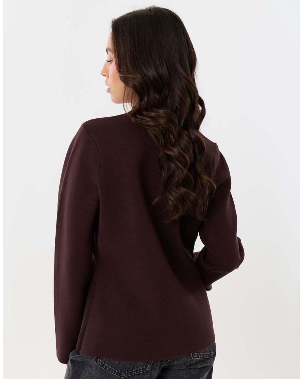 Threadbare Brown Curved Hem Mandarin Style Cardigan