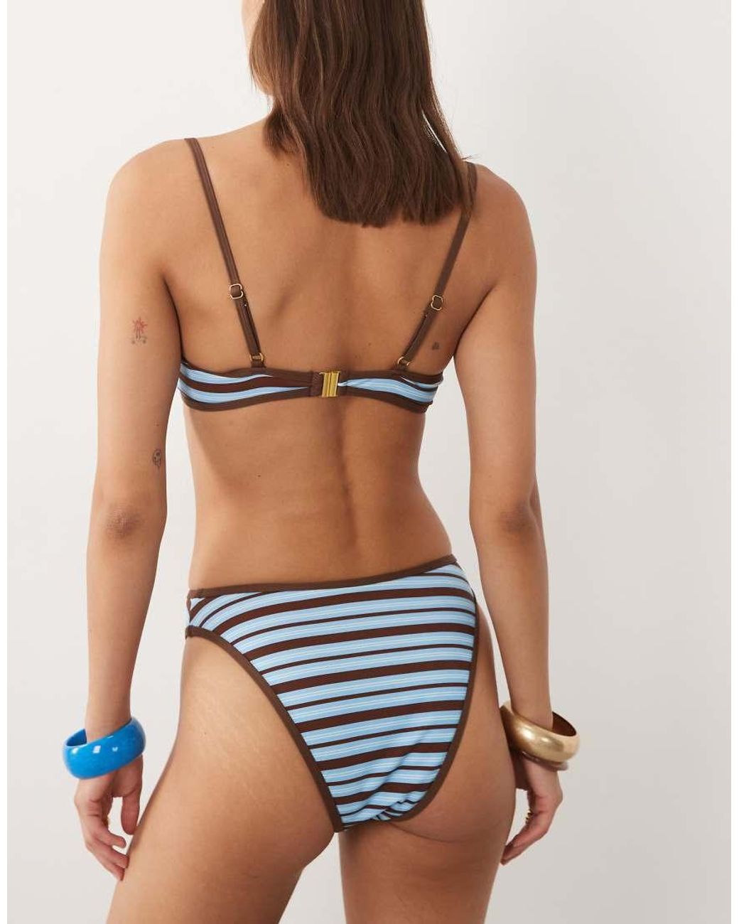 4th & Reckless Natural Contrast Binding High Leg Bikini Bottoms Co-Ord