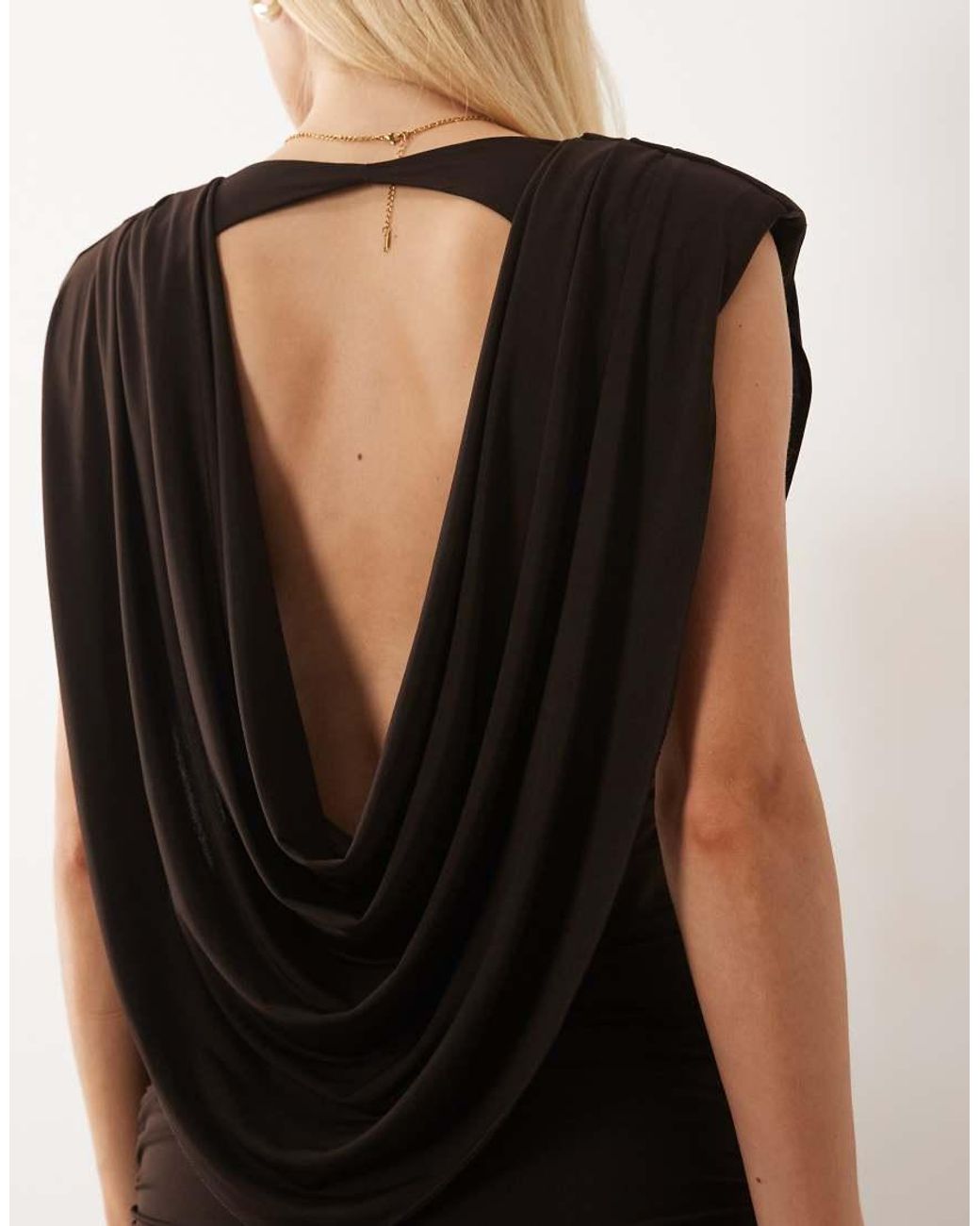 TFNC London Black Slinky Draped Cowl Neck And Back Maxi Dress