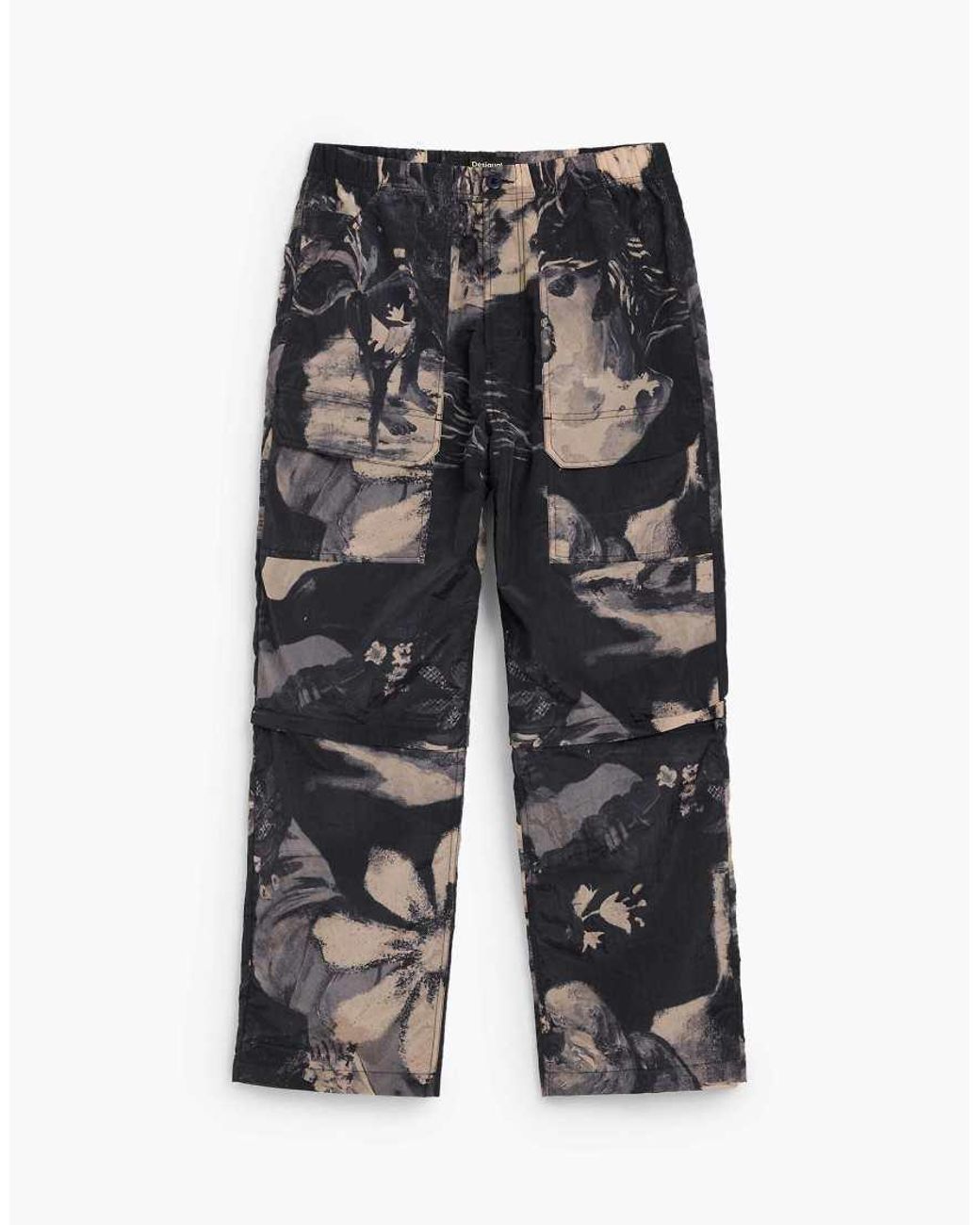 Desigual Gray Printed Long Trousers for men