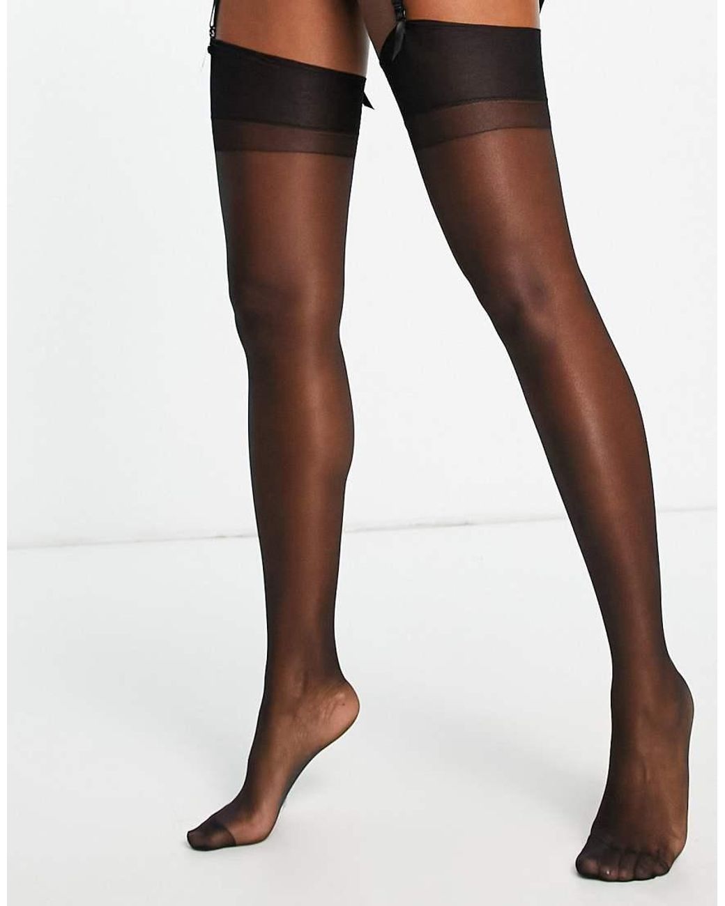 Bluebella Black Sheer Plain Topped Stockings