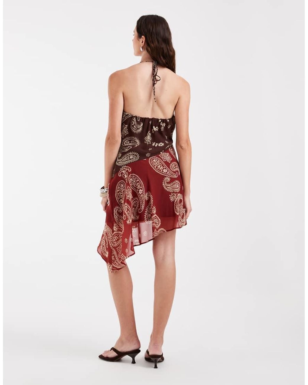 ASOS Red Chiffon Scarf Print Mini Dress