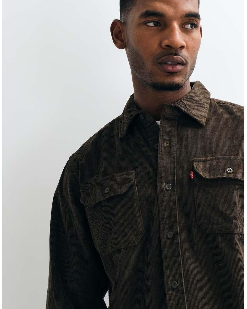 Levi's Gray Cord Double Pocket Shirt for men